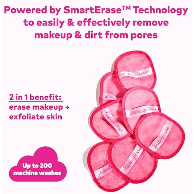 Makeup Eraser THE ORIGINAL, 7-DAY SET, ALL WITH JUST WATER, INCLUDING WATERPROOF MASCARA, EYELINER, FOUNDATION, LIPSTICK, SUNSCREEN, AND MORE! ORIGINAL PINK, 7CT. - Image 3